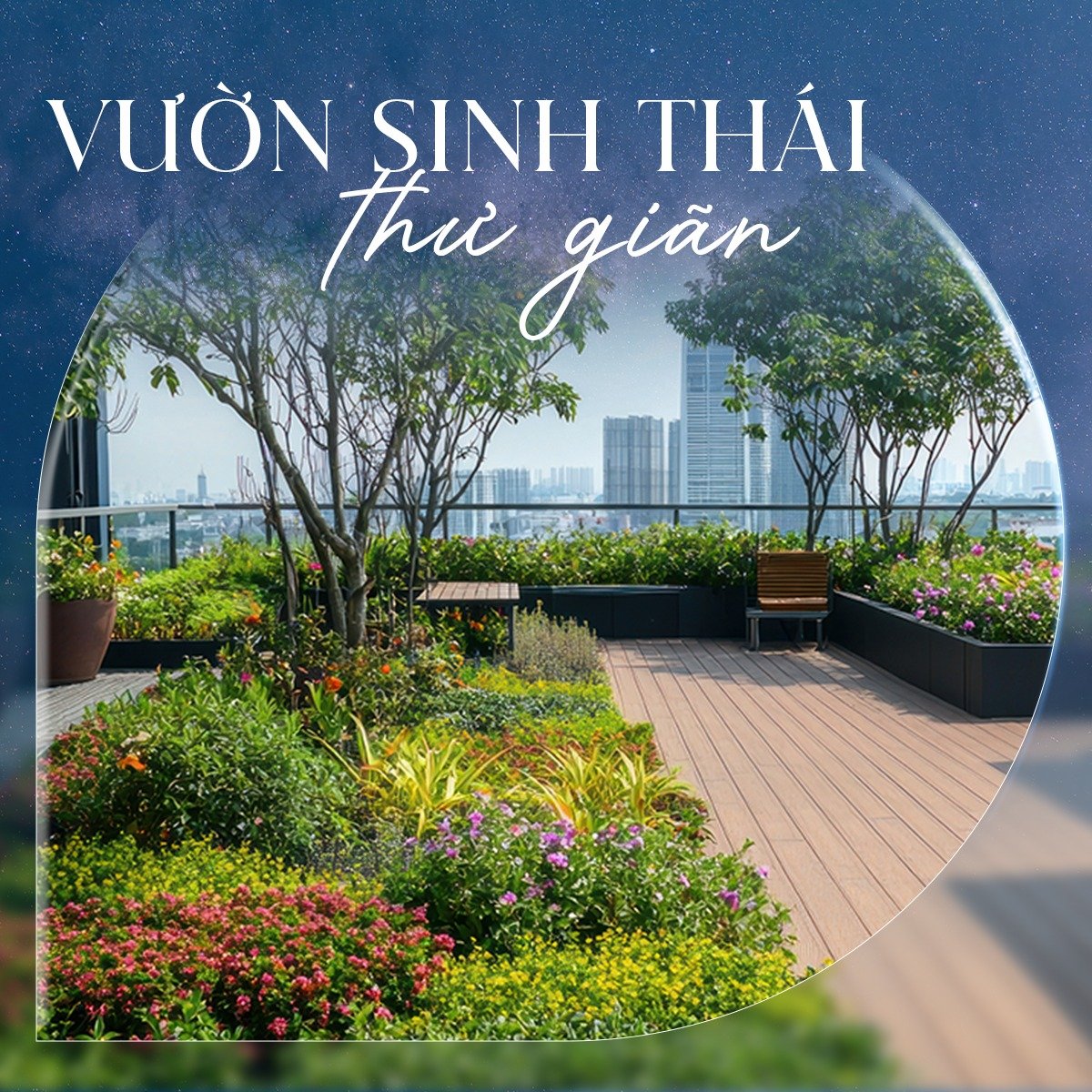 3 mẫu vườn Rooftop Retreat dành cho nhà phố 80m² tại Vinhomes Cổ Loa