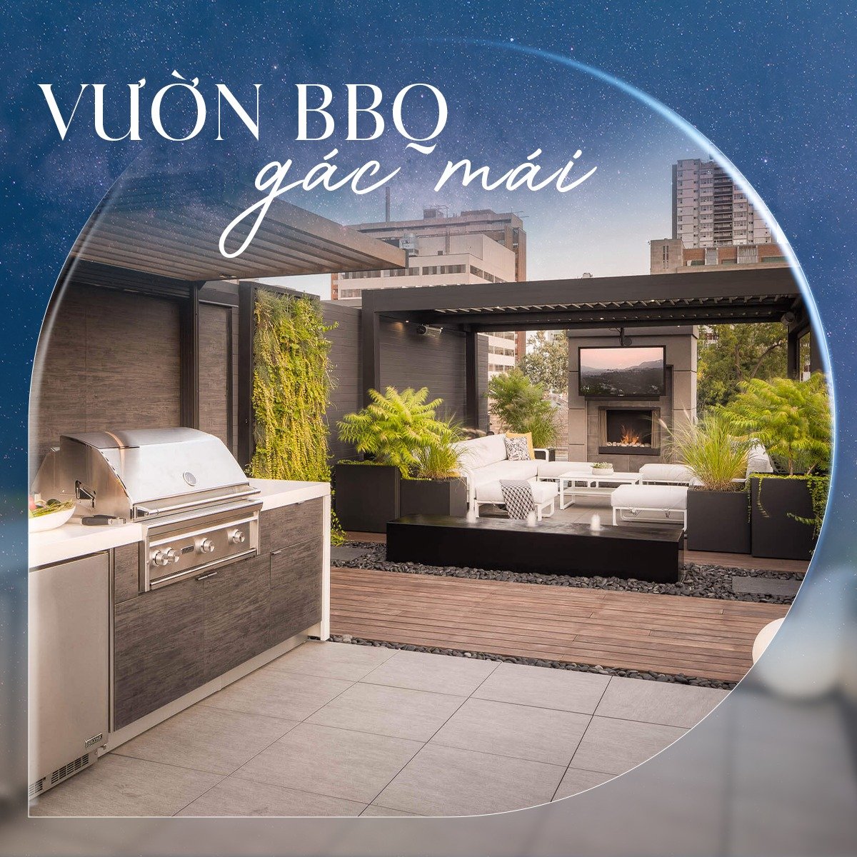 3 mẫu vườn Rooftop Retreat dành cho nhà phố 80m² tại Vinhomes Cổ Loa