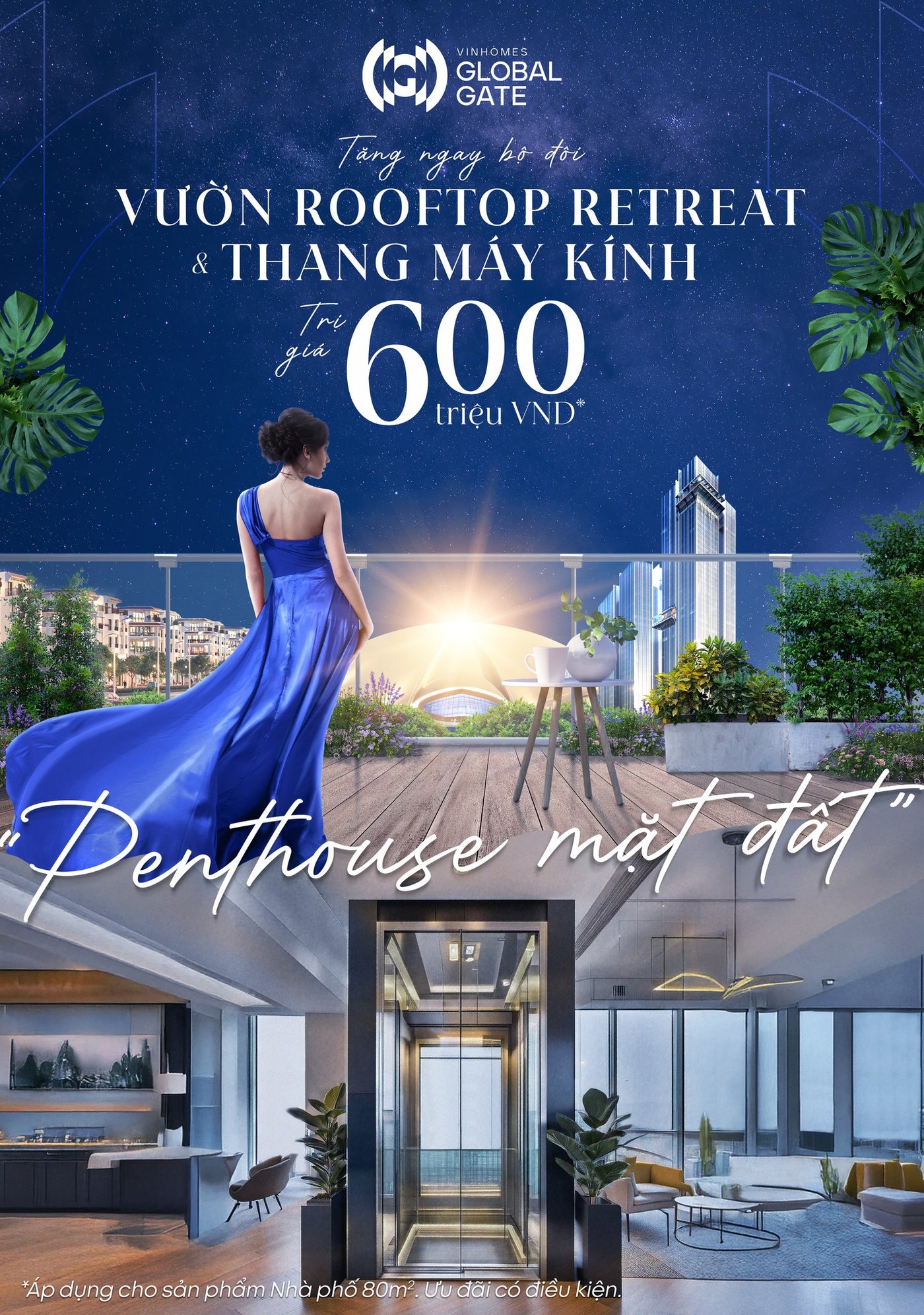 3 mẫu vườn Rooftop Retreat dành cho nhà phố 80m² tại Vinhomes Cổ Loa